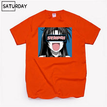 Load image into Gallery viewer, Men's Senpai Anime Girl Nerdy Cotton Black Print T-shirt Women Manga Streetwear Tee Cotton Tshirt Unisex Harajuku Clothes